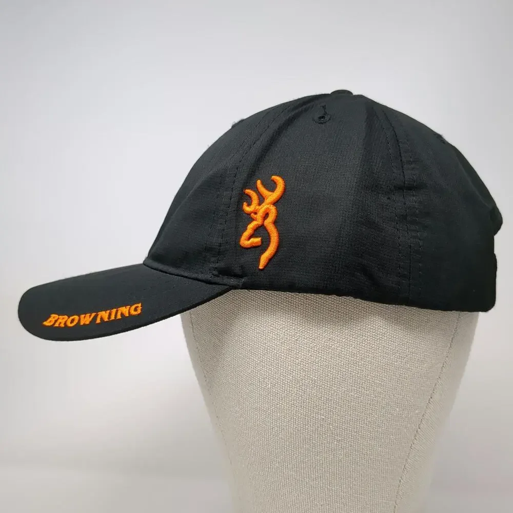 Browning Baseball Cap Black One Size Strapback Orange Buckmark Side Logo Hat
